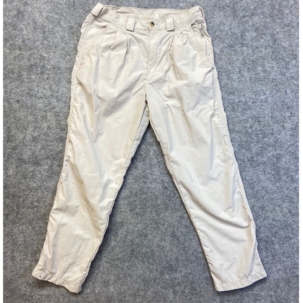 TravelSmith Hiking‎ Pants Mens Medium Short Beige Excellent Nylon Pleated 8514